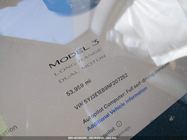 2022 TESLA MODEL 3 5YJ3E1EB9NF207252 Photo 6