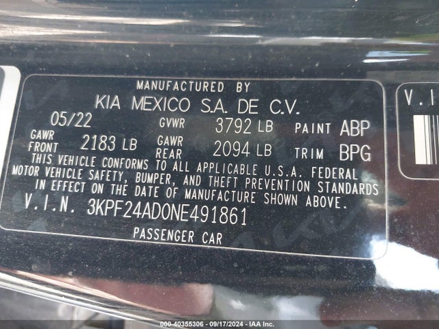 KIA Forte Lxs 2022 3KPF24AD0NE491861 Image 9