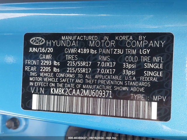 Hyundai Kona Sel 2021 KM8K2CAA2MU609371 Image 9