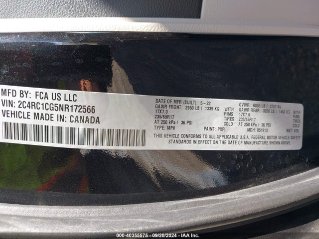 2C4RC1CG5NR172566 Chrysler Voyager Lx
