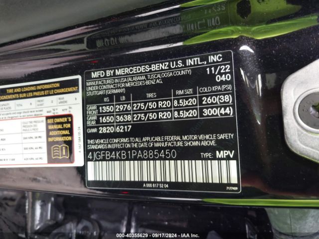 4JGFB4KB1PA885450 Mercedes-Benz Gle 350 4matic