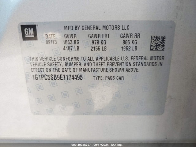 Chevrolet Cruze 1lt Auto 2014 1G1PC5SB9E7174495 Image 9