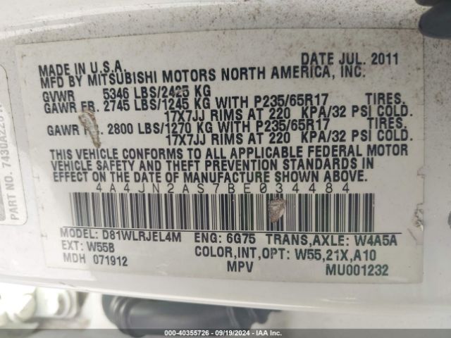 2011 MITSUBISHI ENDEAVOR 4A4JN2AS7BE034484 Photo 8