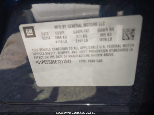1G1PE5SB5E7311541 Chevrolet Cruze 2lt Auto