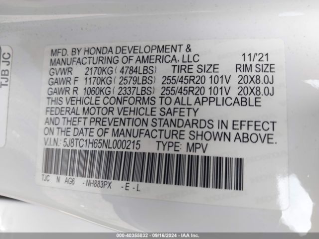 5J8TC1H65NL000215 Acura Rdx A-spec Package