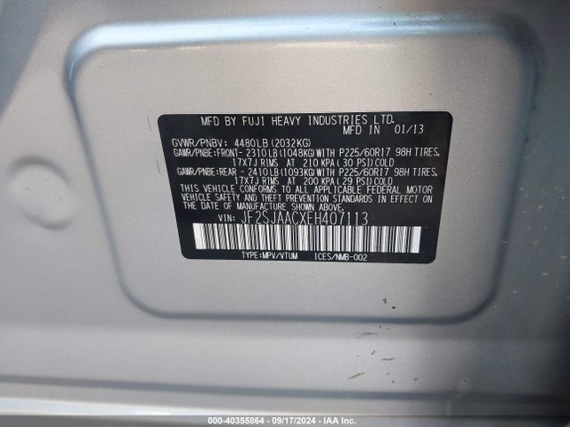 JF2SJAACXEH407113 Subaru Forester 2.5i