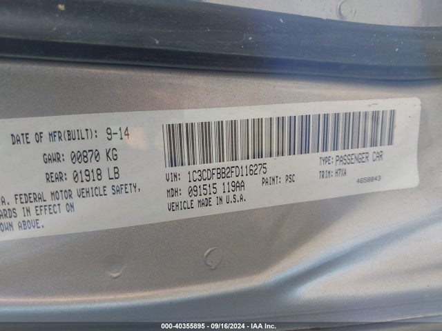 Dodge DART SXT 2015 1C3CDFBB2FD116275 Image 9