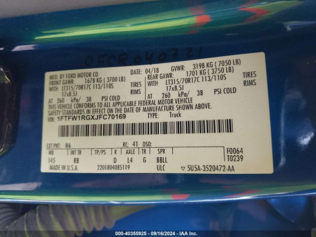 2018 FORD F-150 1FTFW1RGXJFC70169 Photo 8