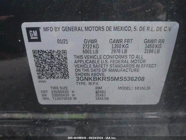 Chevrolet Blazer Awd Rs 2021 3GNKBKRS5MS536208 Image 9