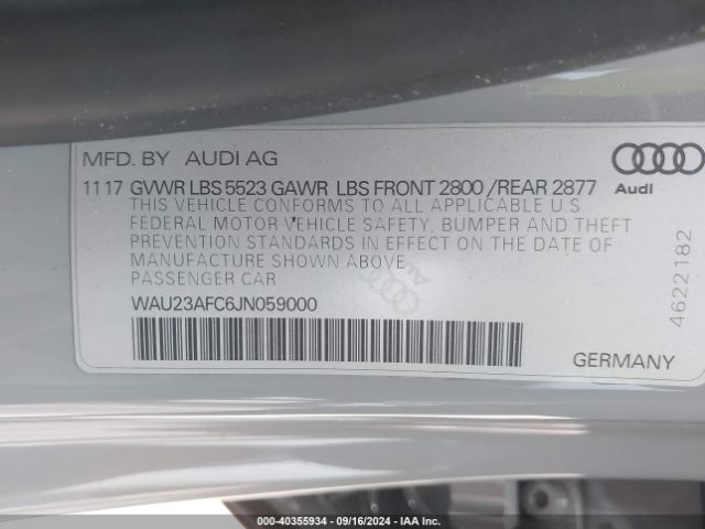 WAU23AFC6JN059000 Audi A7 3.0t Premium Plus