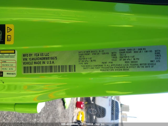 1C4HJXDN0MW816675 Jeep Wrangler Unlimited Sport Altitude 4x4