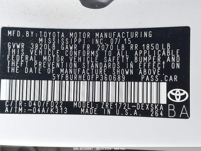 Toyota Corolla S Plus 2015 5YFBURHE0FP360689 Image 9