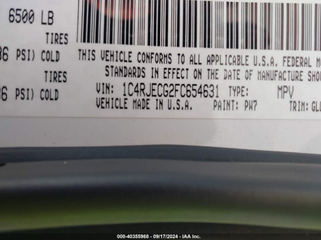 1C4RJECG2FC654631 Jeep Grand Cherokee Overland