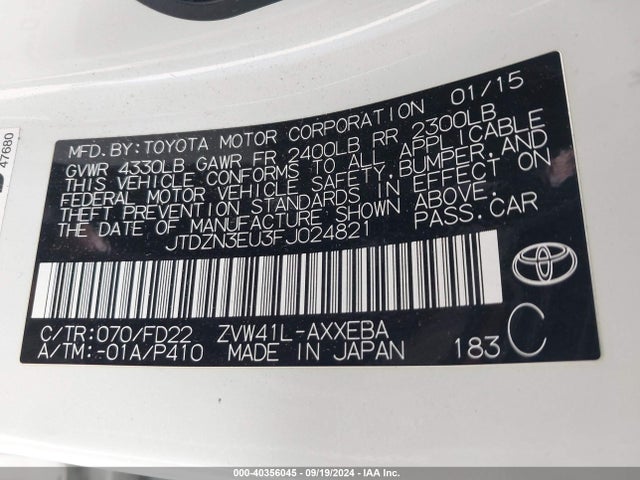 Toyota Prius V Two 2015 JTDZN3EU3FJ024821 Image 9