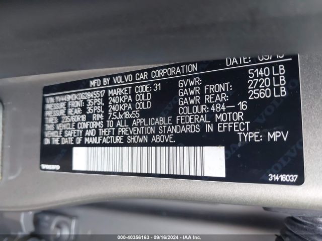 YV449MDK0G2845517 Volvo Xc60 T6 Drive-e