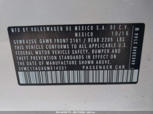 3VWC17AU4GM514331 Volkswagen Golf Sportwagen Tsi S 4-door