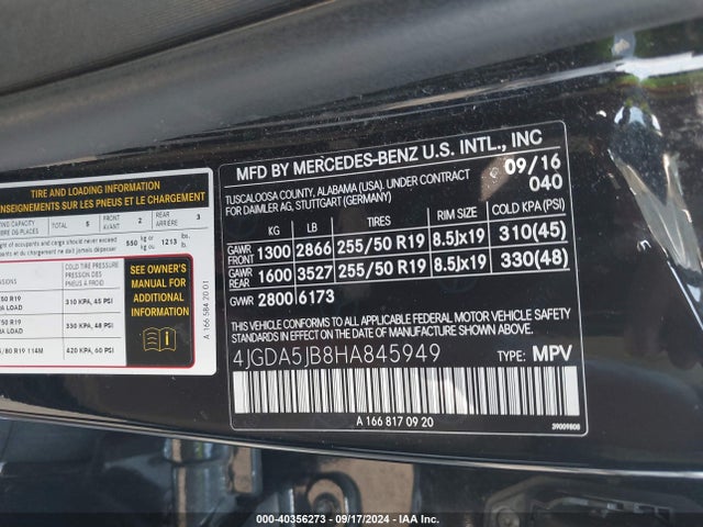 4JGDA5JB8HA845949 Mercedes-Benz GLE 350