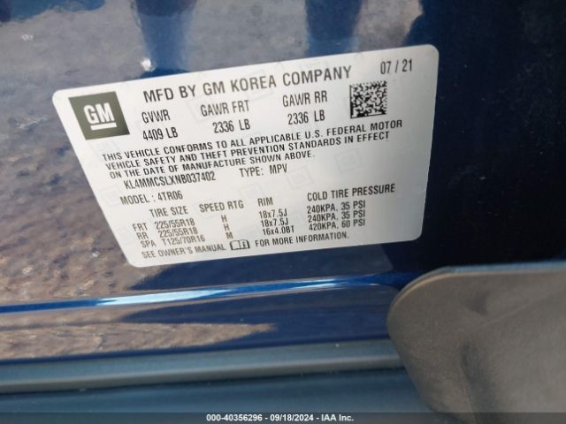 KL4MMCSLXNB037402 Buick Encore Gx Awd Preferred