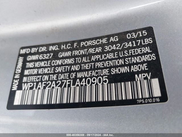 WP1AF2A27FLA40905 Porsche Cayenne Diesel