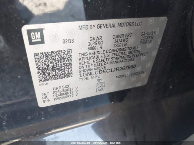 1GNLCDEC1JR267960 Chevrolet Tahoe Commercial Fleet