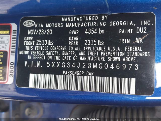 5XXG34J23MG046973 KIA K5 EX
