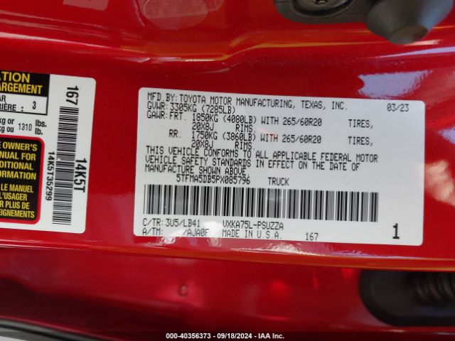 2023 TOYOTA TUNDRA 5TFMA5DB5PX085796 Photo 8