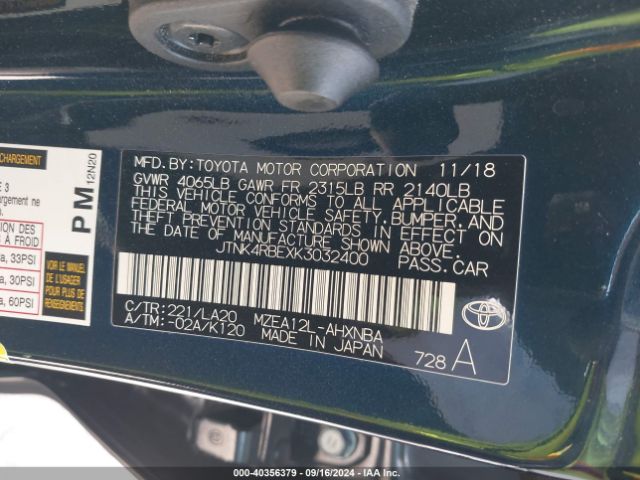 JTNK4RBEXK3032400 Toyota Corolla Xse
