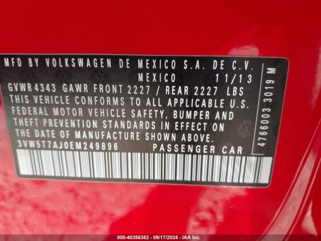 3VW5T7AJ0EM249896 Volkswagen Jetta Gli Autobahn W/nav