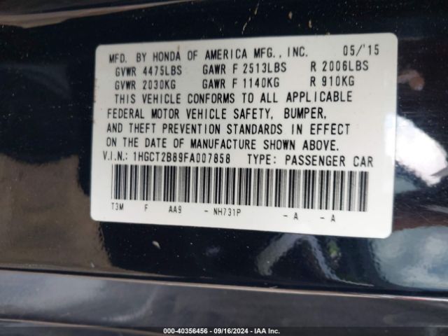 1HGCT2B89FA007858 Honda Accord Ex-l V-6