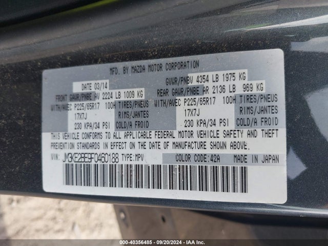 JM3KE2BE9F0460188 Mazda CX-5 SPORT