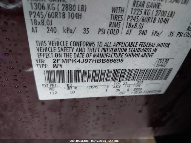 Ford EDGE SEL 2017 2FMPK4J97HBB66695 Image 9