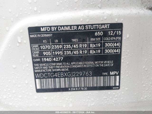 WDCTG4EBXGJ229763 Mercedes-Benz GLA 250