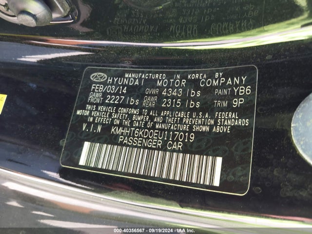 Hyundai Genesis 2.0t Premium 2014 KMHHT6KD0EU117019 Image 9