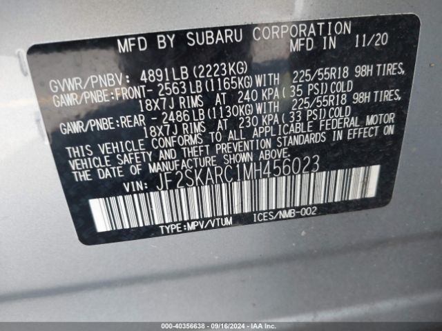 JF2SKARC1MH456023 Subaru Forester Sport