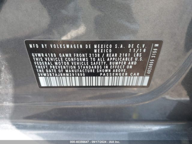 3VW2B7AJ8HM291890 Volkswagen Jetta 1.4t S