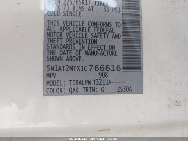 Nissan ROGUE S 2018 5N1AT2MTXJC766616 Image 9