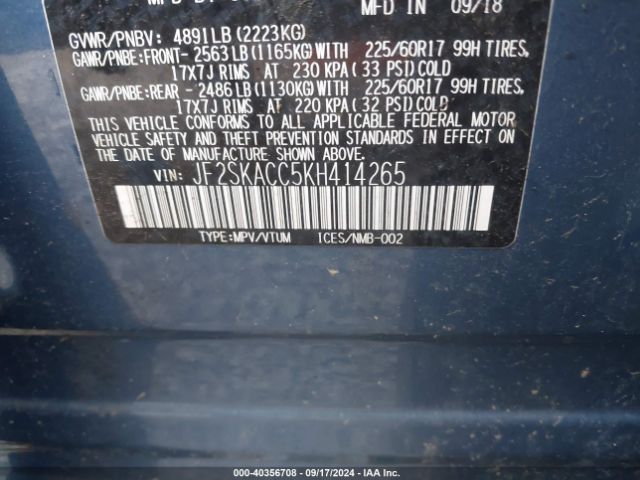 JF2SKACC5KH414265 Subaru Forester