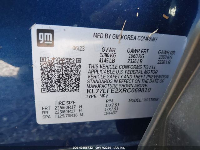KL77LFE2XRC069810 Chevrolet Trax Fwd Sp