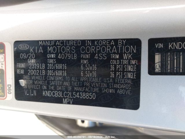KNDCB3LC2L5438850 KIA NIRO LX