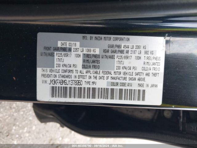 JM3KFABM9J1378950 Mazda CX-5 SPORT