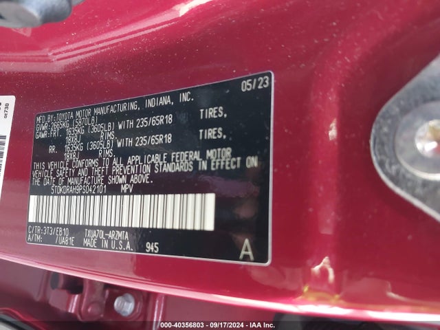 Toyota Highlander Xle 2023 5TDKDRAH9PS042101 Image 9