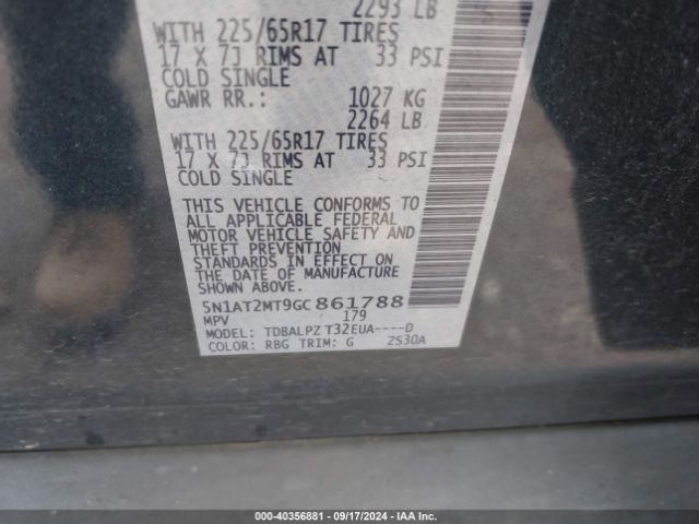 5N1AT2MT9GC861788 Nissan ROGUE S