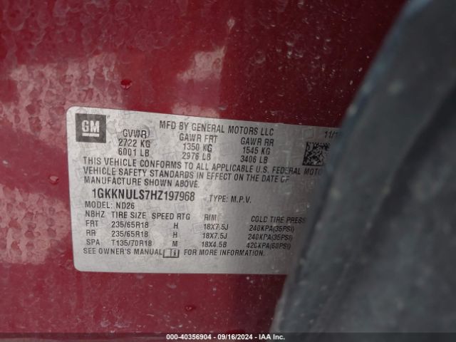 1GKKNULS7HZ197968 GMC Acadia Slt-1