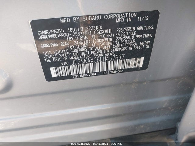 JF2SKAXC6LH457637 Subaru Forester Touring