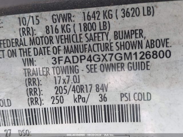3FADP4GX7GM126800 Ford FIESTA ST