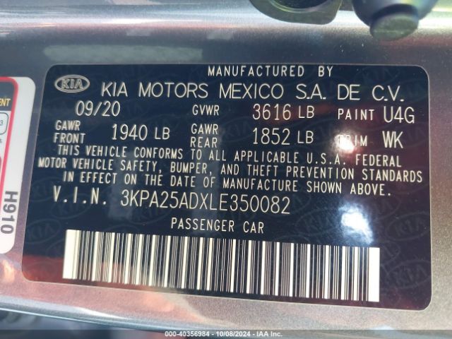 3KPA25ADXLE350082 KIA Rio 5-door S