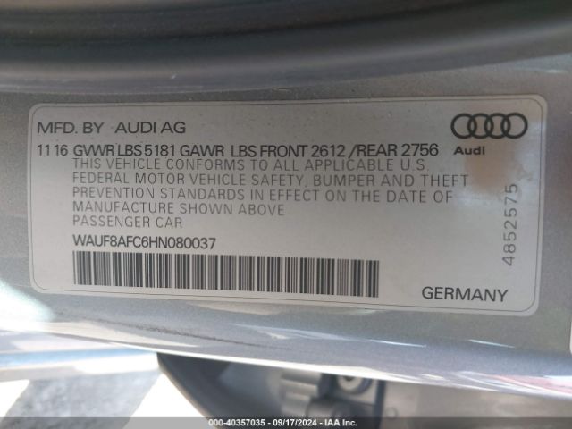WAUF8AFC6HN080037 Audi A6 2.0t Premium