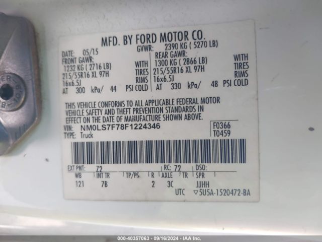NM0LS7F78F1224346 Ford Transit Connect Xlt