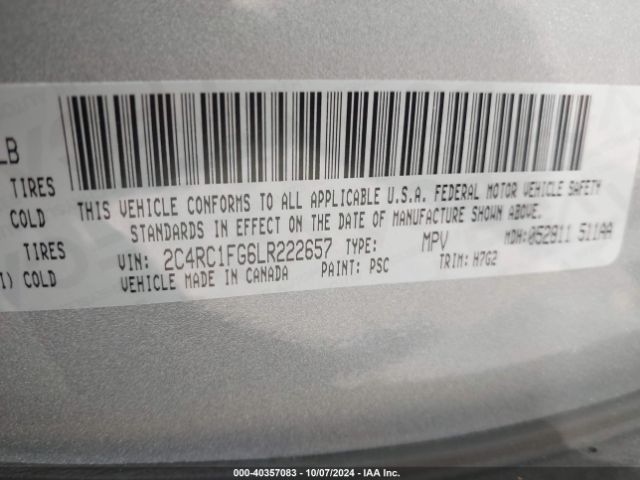 2C4RC1FG6LR222657 Chrysler Pacifica Touring