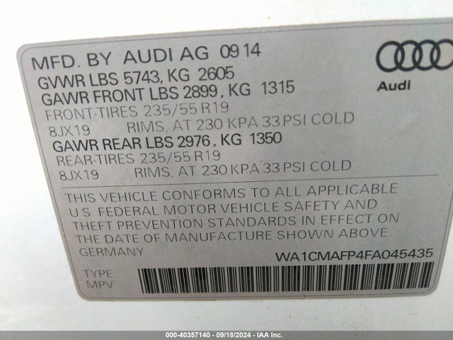 WA1CMAFP4FA045435 Audi Q5 3.0 Tdi Premium Plus
